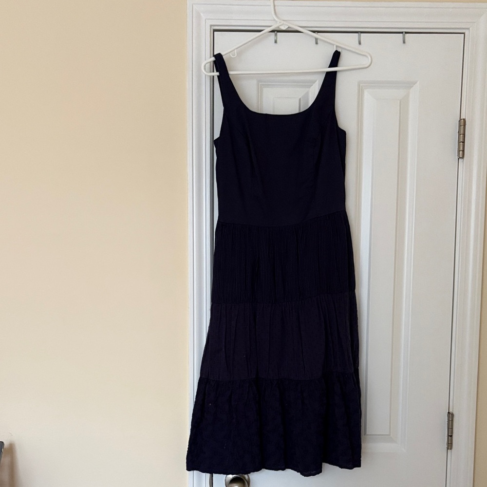 Isaac Mizrahi Dark Blue Tiered Midi Dress
